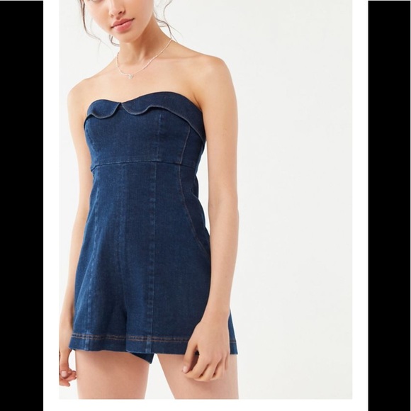 urban outfitters denim romper